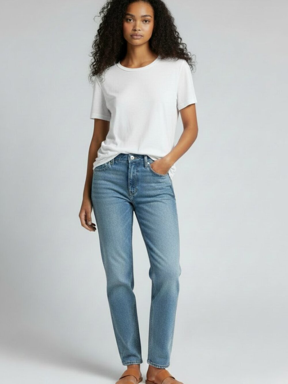 COS Women’s Soft White Linen Crewneck Tee Size Small slightly sheer top short
